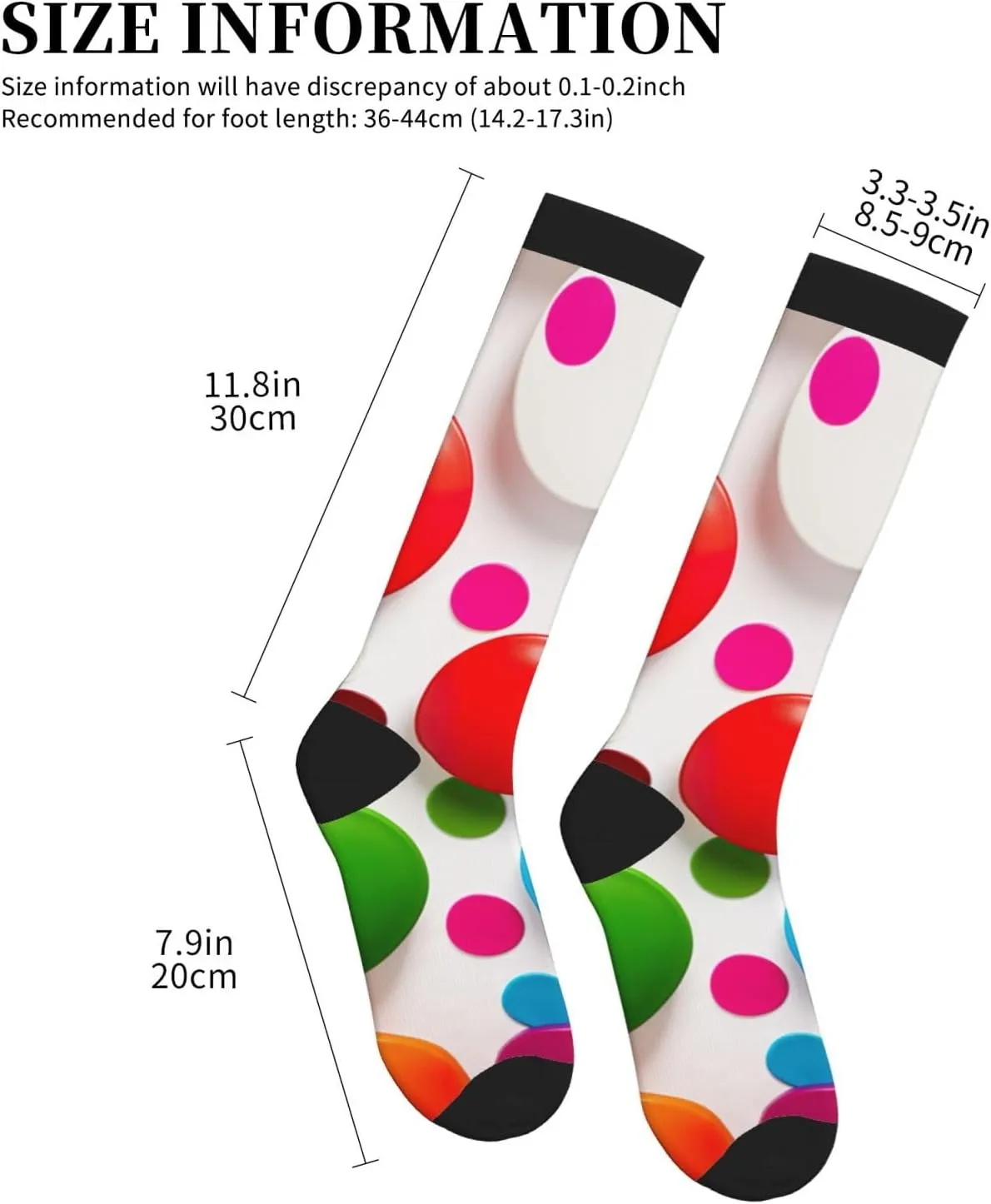 Polka Dot Print Circulation Compression Socks For Plantar Fasciitis Edema And Post Surgery