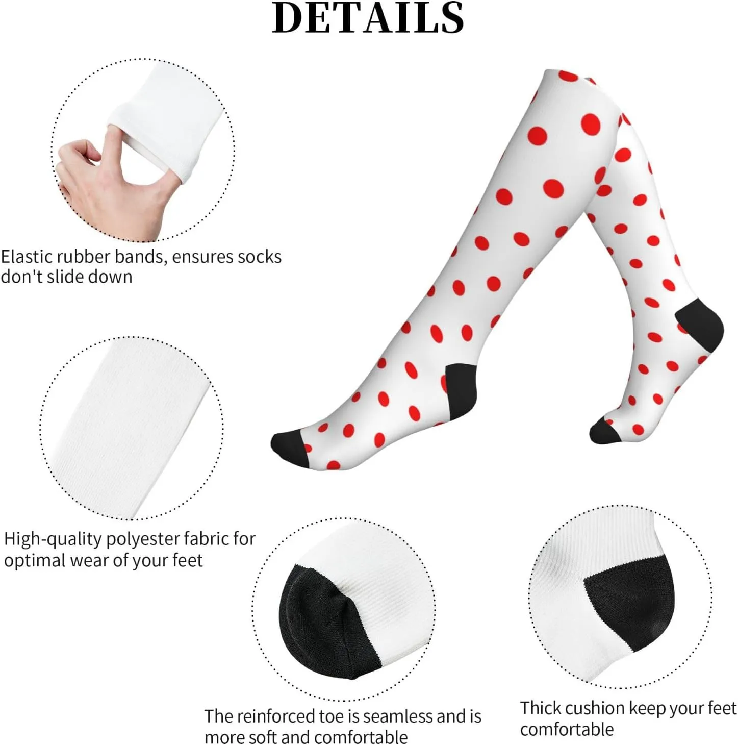 Polka Dot. Print Circulation Compression Socks For Plantar Fasciitis Edema And Post Surgery