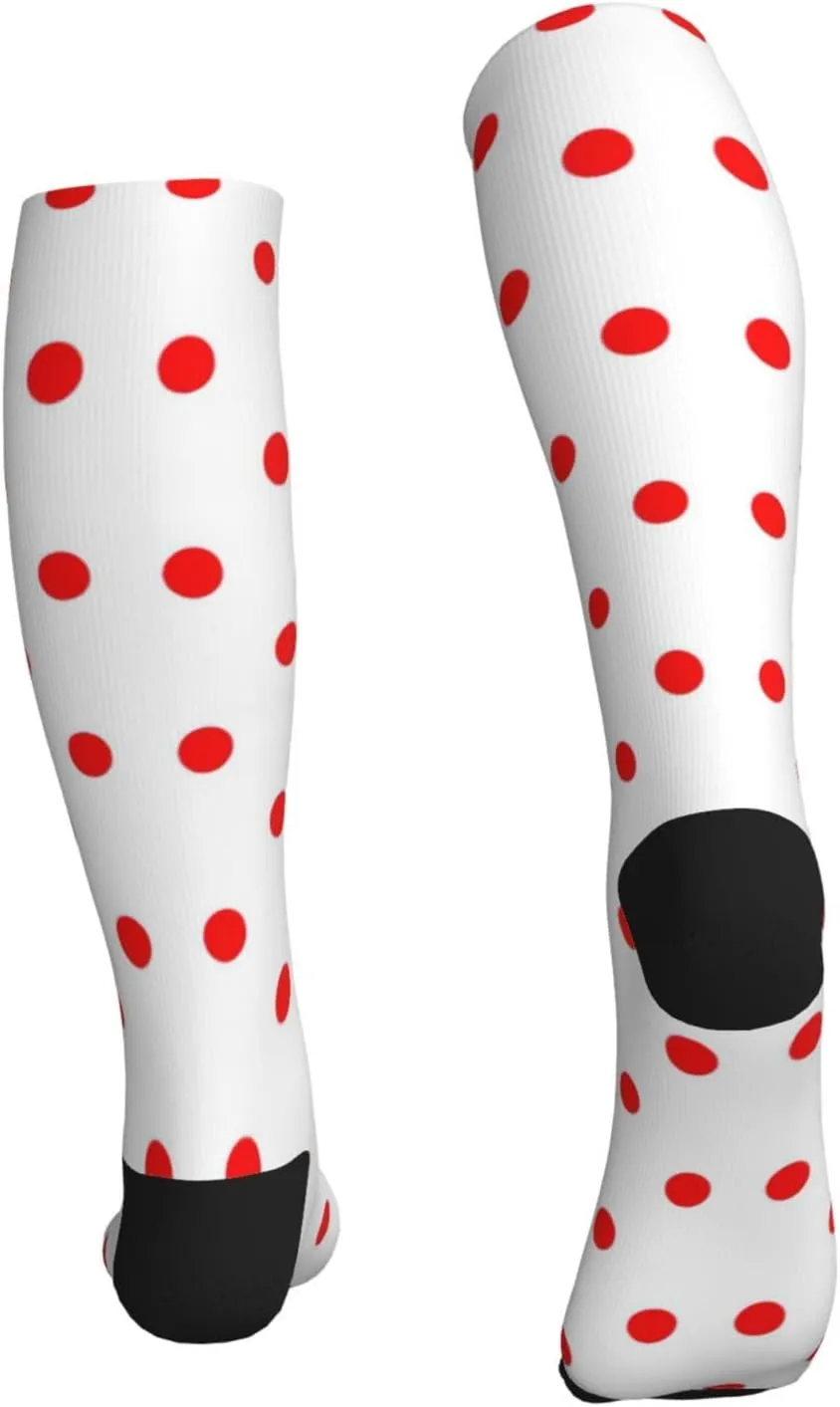 Polka Dot. Print Circulation Compression Socks For Plantar Fasciitis Edema And Post Surgery