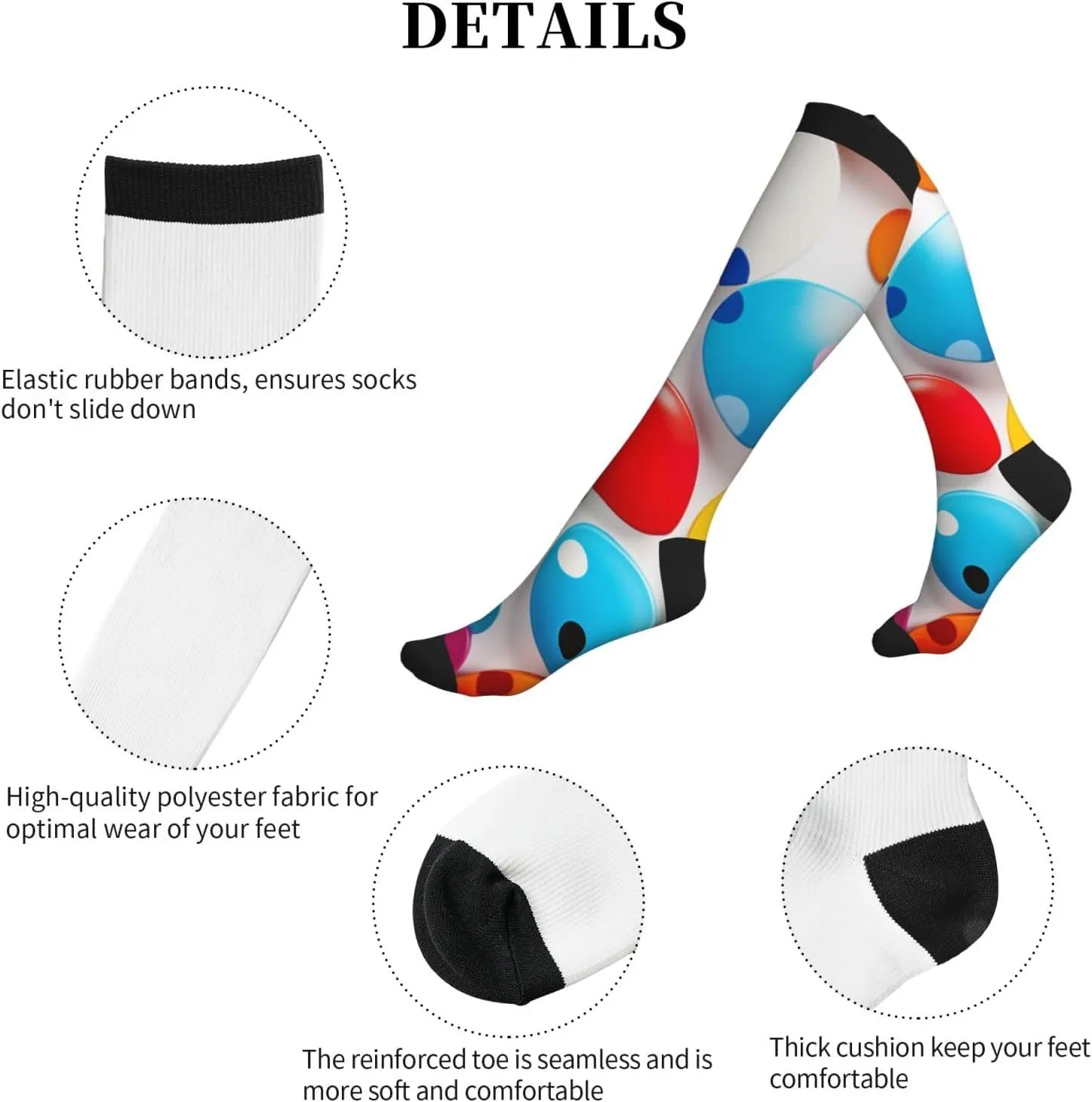 Polka Dot Print Circulation Compression Socks For Plantar Fasciitis Edema And Post Surgery