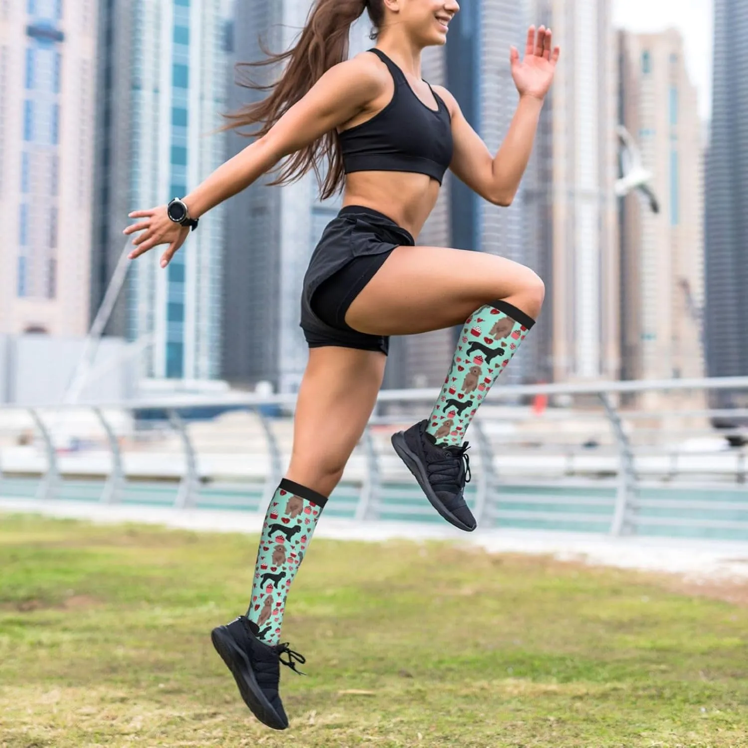 Poodles Dogs Print Circulation Compression Socks For Plantar Fasciitis Edema And Post Surgery