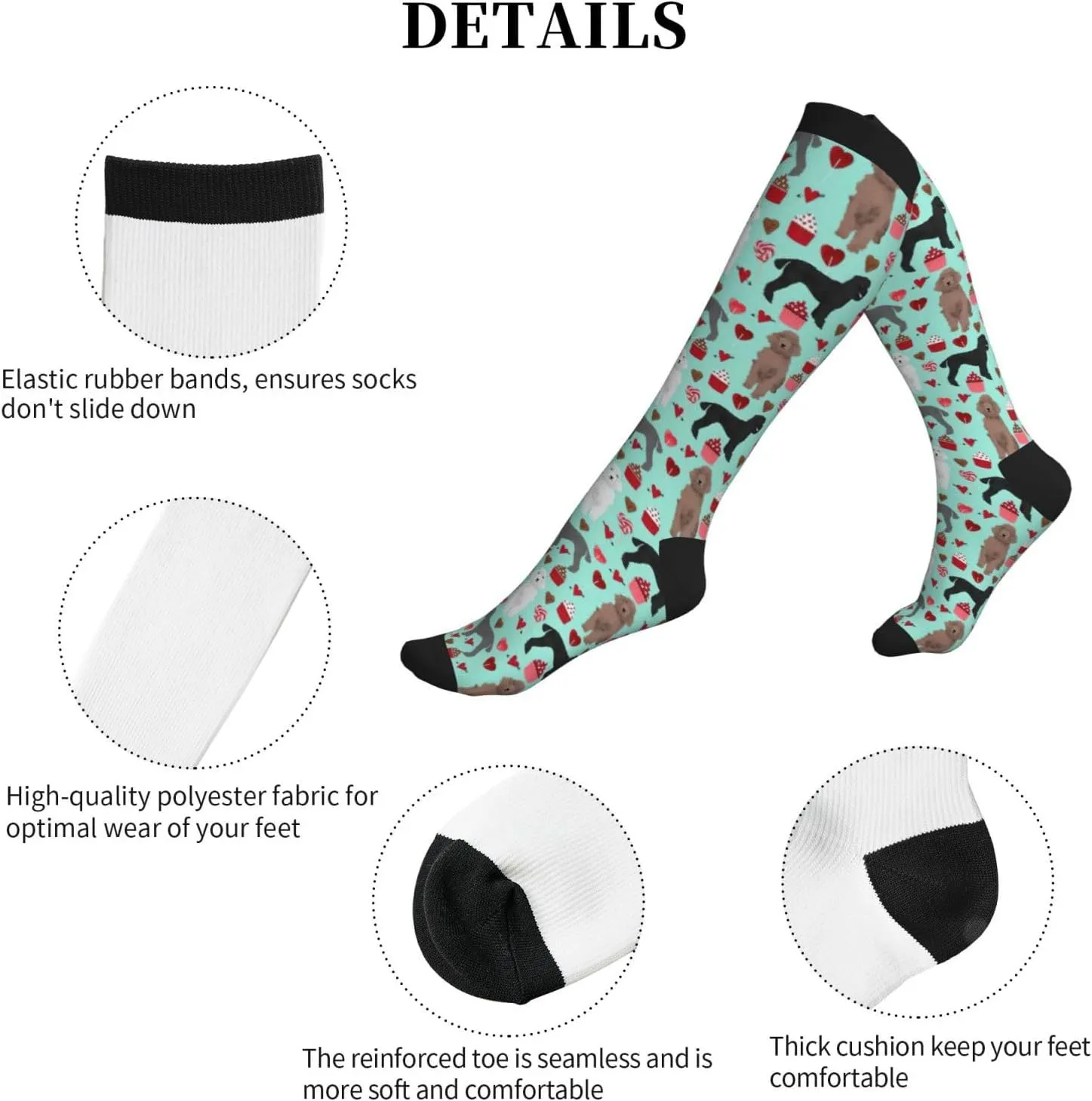 Poodles Dogs Print Circulation Compression Socks For Plantar Fasciitis Edema And Post Surgery