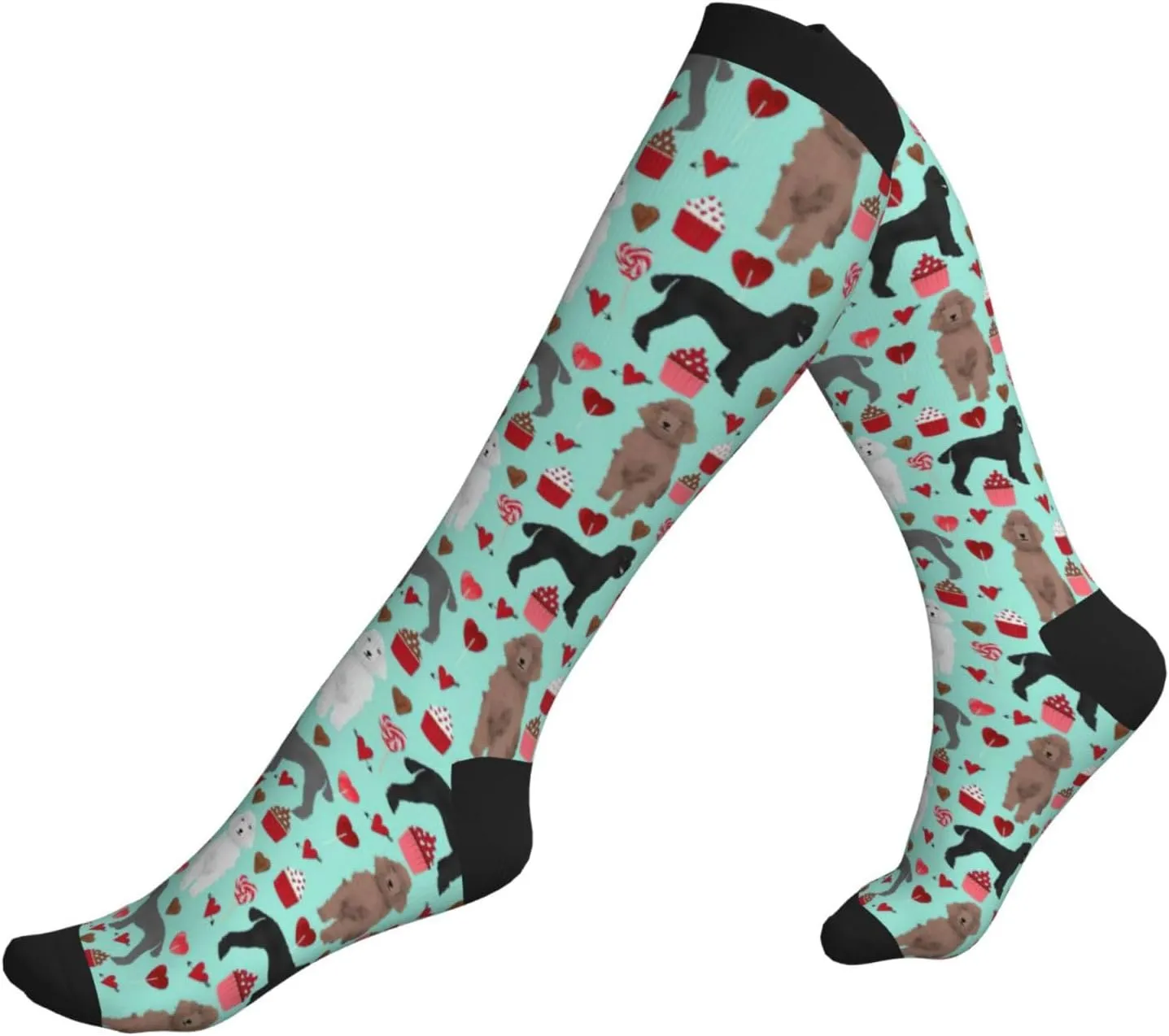 Poodles Dogs Print Circulation Compression Socks For Plantar Fasciitis Edema And Post Surgery