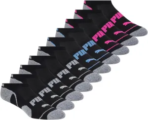 PUMA Women's Sports No-Show Socks, 5-9.5 Shoe Size, Black, 10 Pairs