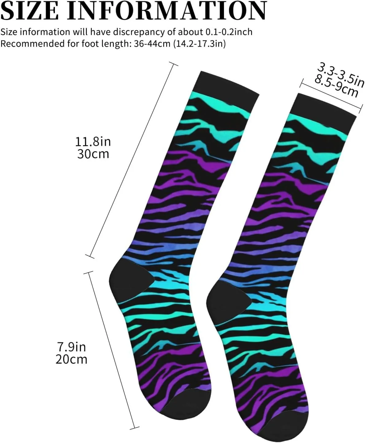 Purple Blue Green Camouflage Zebra Stripes Print Circulation Compression Socks For Plantar Fasciitis Edema And Post Surgery