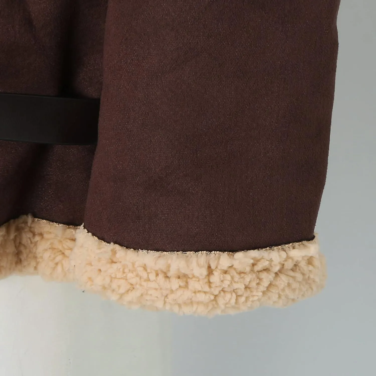 QWENTMTNTY Mens Faux Sheepskin Leather Jacket Winter Thickened Shearling Bomber Jackets Fur Collar Casual Sherpa Winter Coat