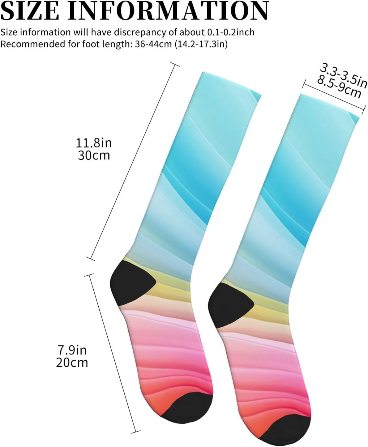 Rainbow Pattern Print Circulation Compression Socks For Plantar Fasciitis Edema And Post Surgery