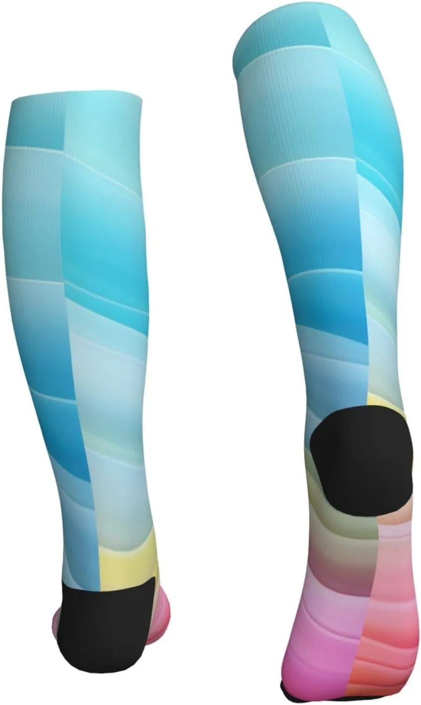 Rainbow Pattern Print Circulation Compression Socks For Plantar Fasciitis Edema And Post Surgery