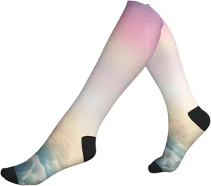 Rainbow Print Circulation Compression Socks For Plantar Fasciitis Edema And Post Surgery