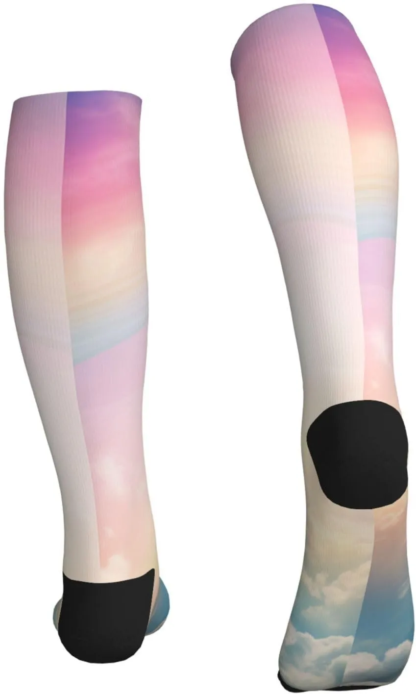 Rainbow Print Circulation Compression Socks For Plantar Fasciitis Edema And Post Surgery