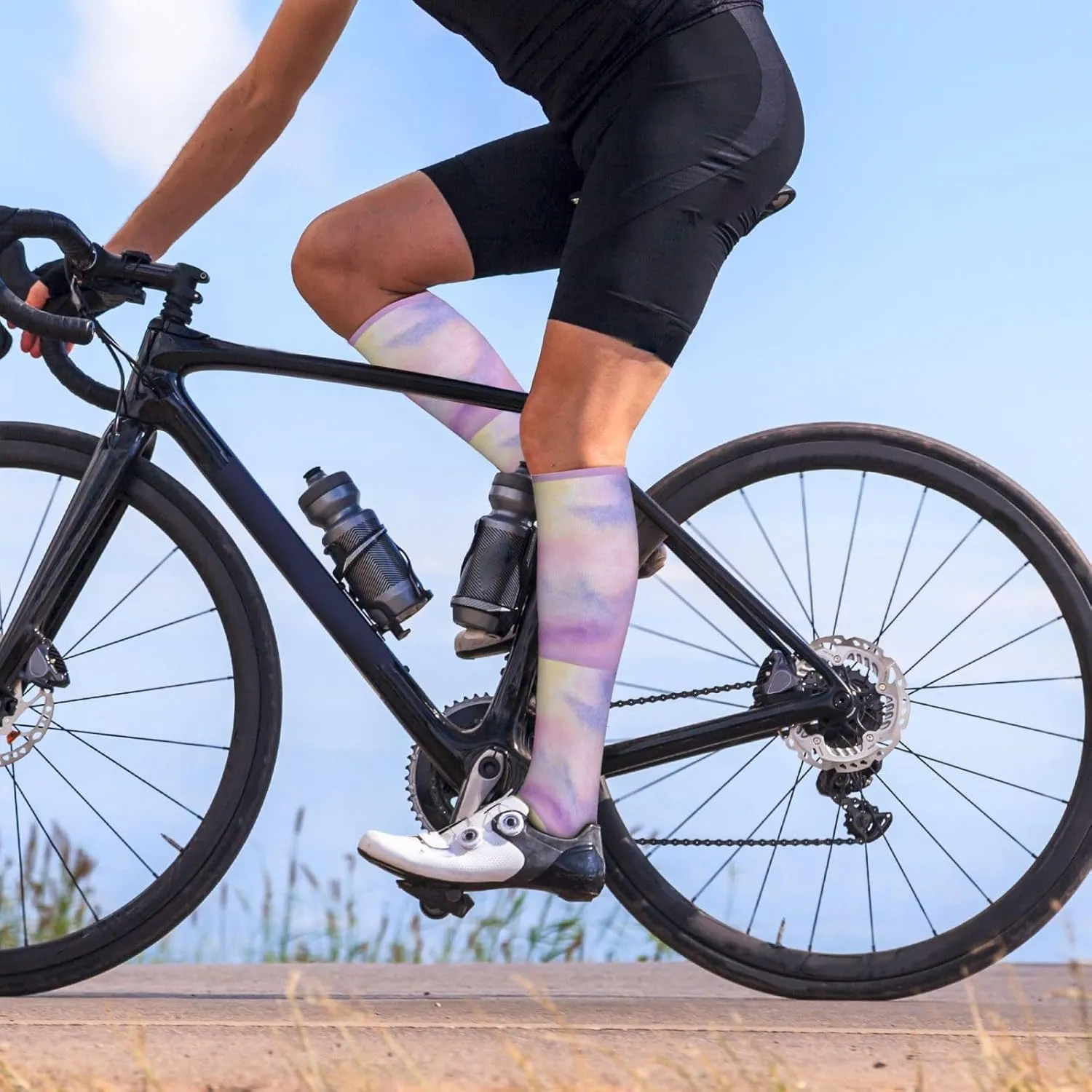 Rainbow. Print Circulation Compression Socks For Plantar Fasciitis Edema And Post Surgery