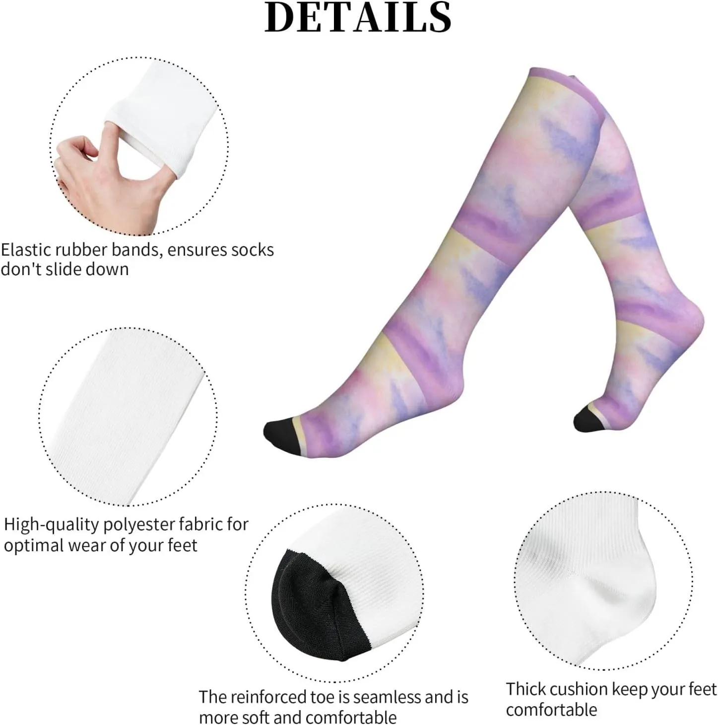 Rainbow. Print Circulation Compression Socks For Plantar Fasciitis Edema And Post Surgery