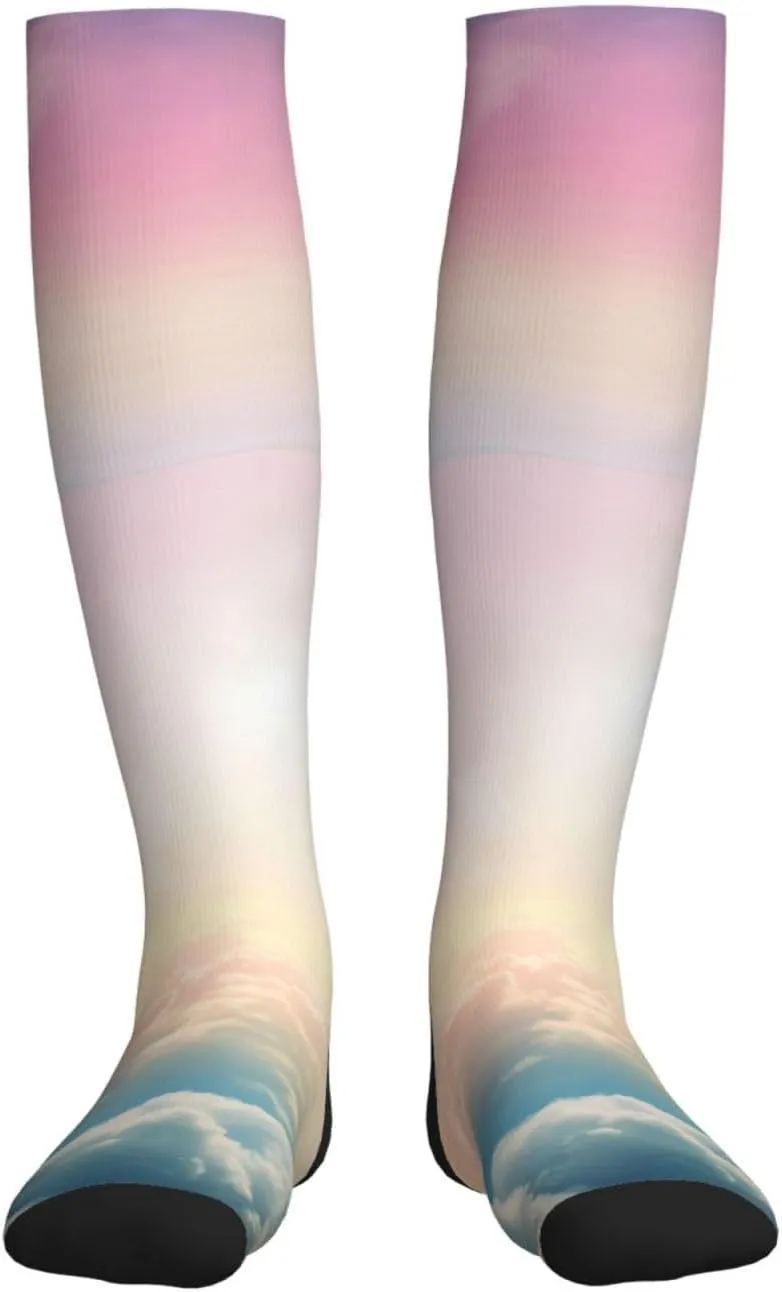 Rainbow Print Circulation Compression Socks For Plantar Fasciitis Edema And Post Surgery