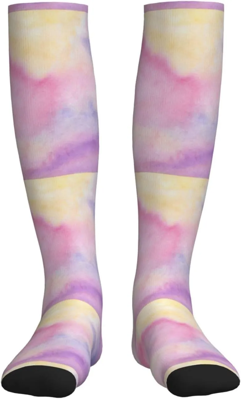 Rainbow. Print Circulation Compression Socks For Plantar Fasciitis Edema And Post Surgery