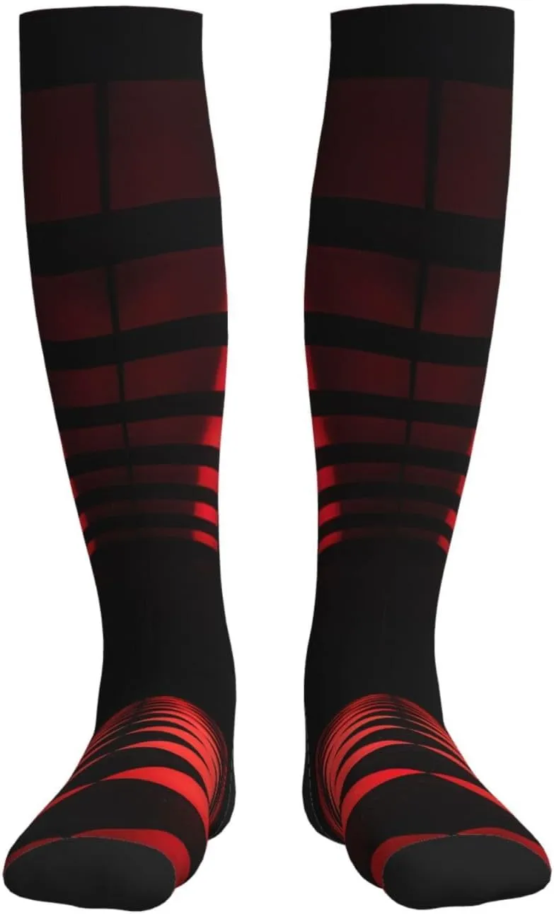 Red and black plaid Print Circulation Compression Socks For Plantar Fasciitis Edema And Post Surgery