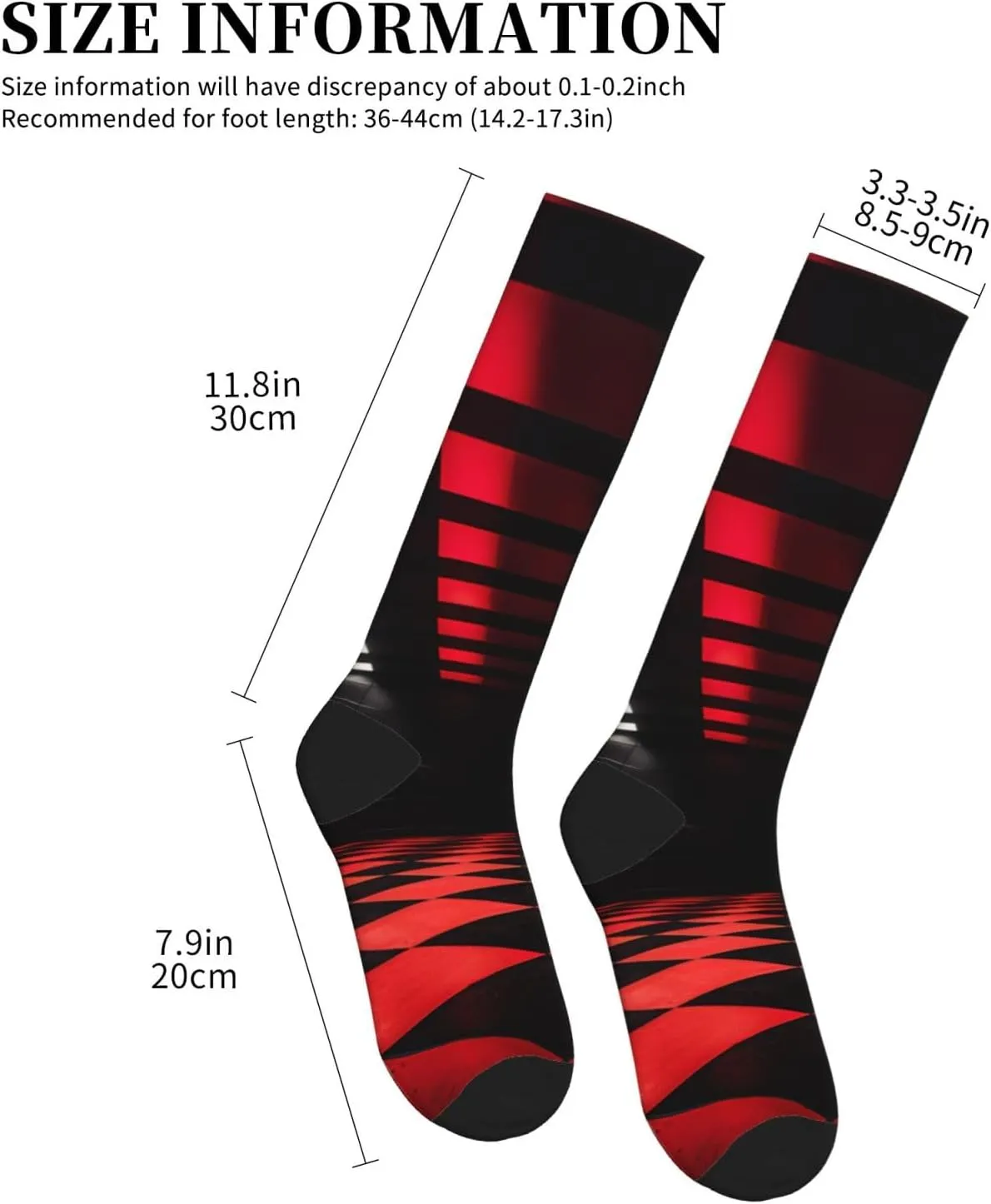 Red and black plaid Print Circulation Compression Socks For Plantar Fasciitis Edema And Post Surgery
