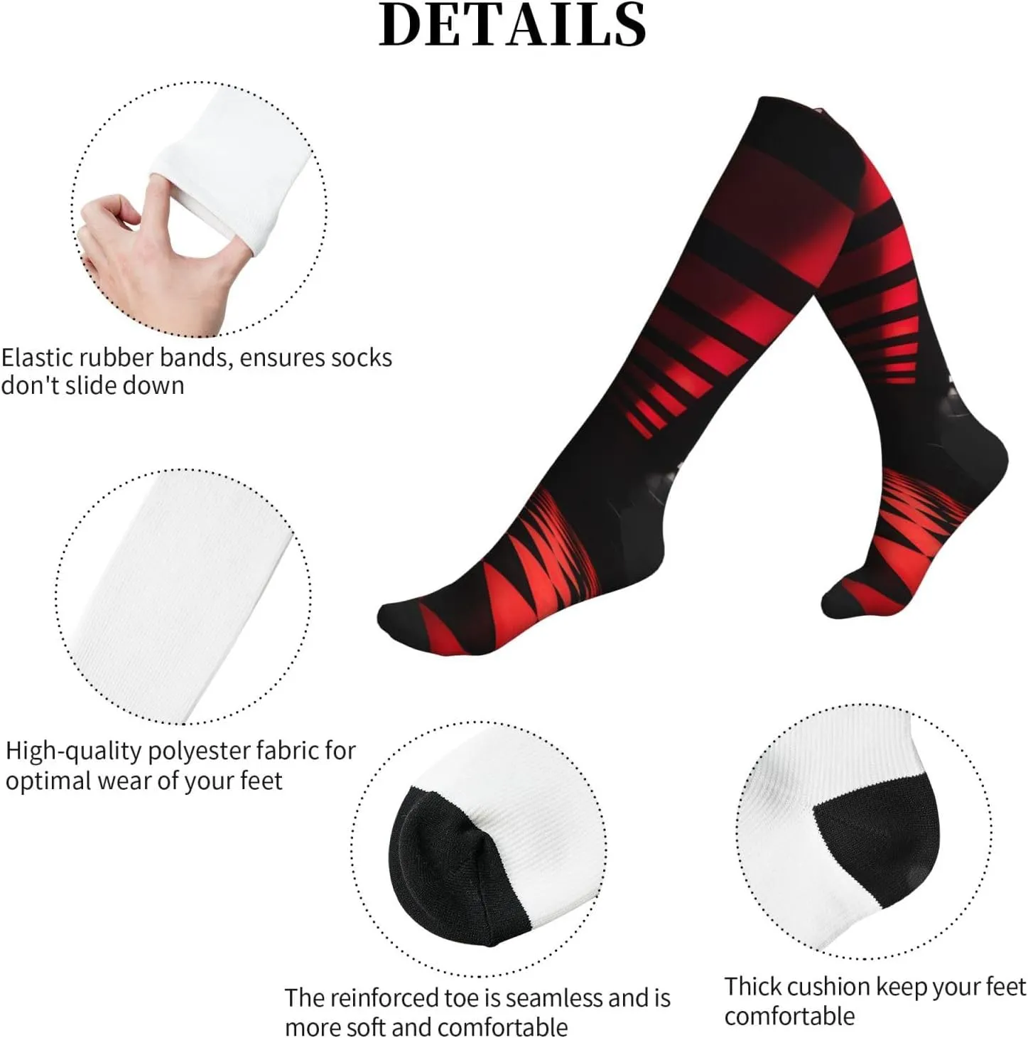 Red and black plaid Print Circulation Compression Socks For Plantar Fasciitis Edema And Post Surgery