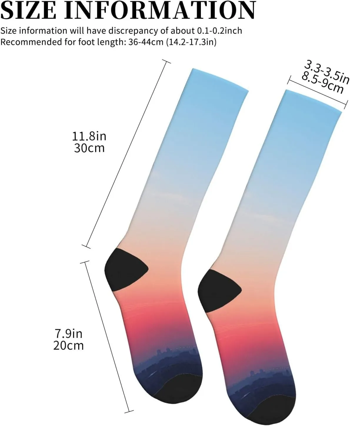 red and blue sky Print Circulation Compression Socks For Plantar Fasciitis Edema And Post Surgery