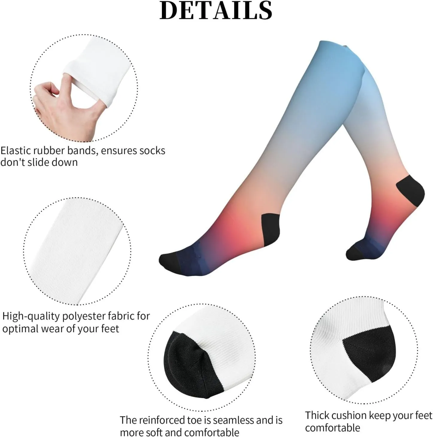 red and blue sky Print Circulation Compression Socks For Plantar Fasciitis Edema And Post Surgery