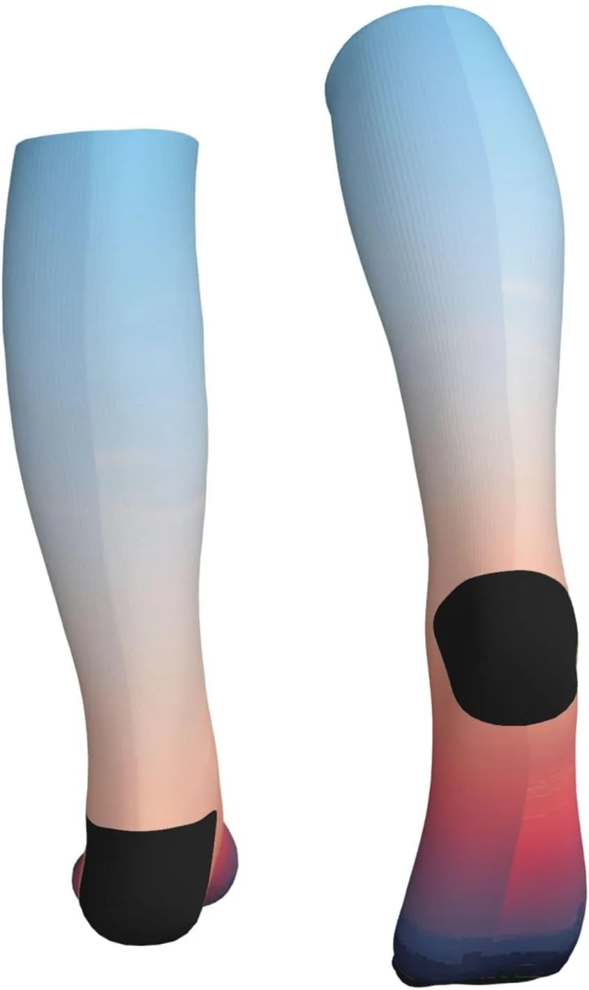 red and blue sky Print Circulation Compression Socks For Plantar Fasciitis Edema And Post Surgery