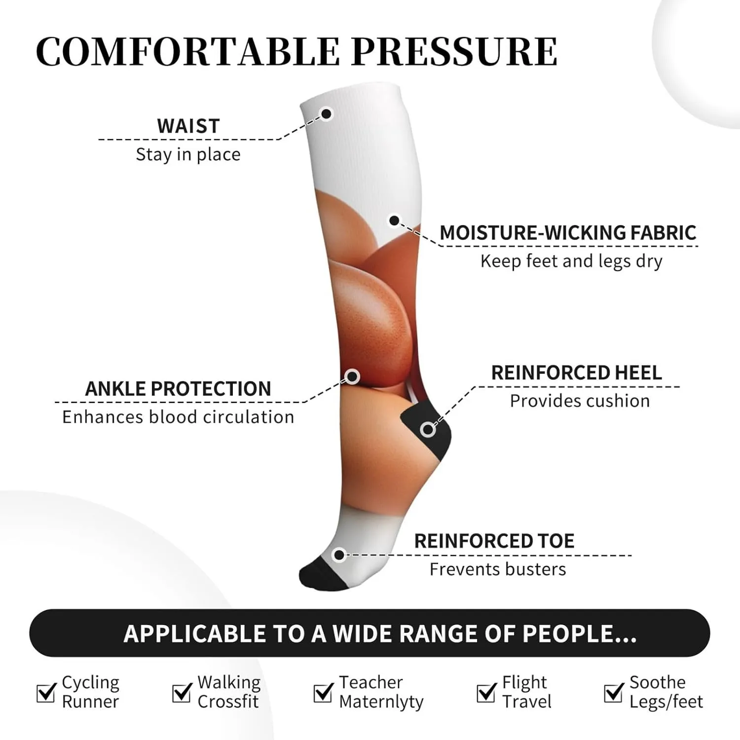 red eggs Print Circulation Compression Socks For Plantar Fasciitis Edema And Post Surgery