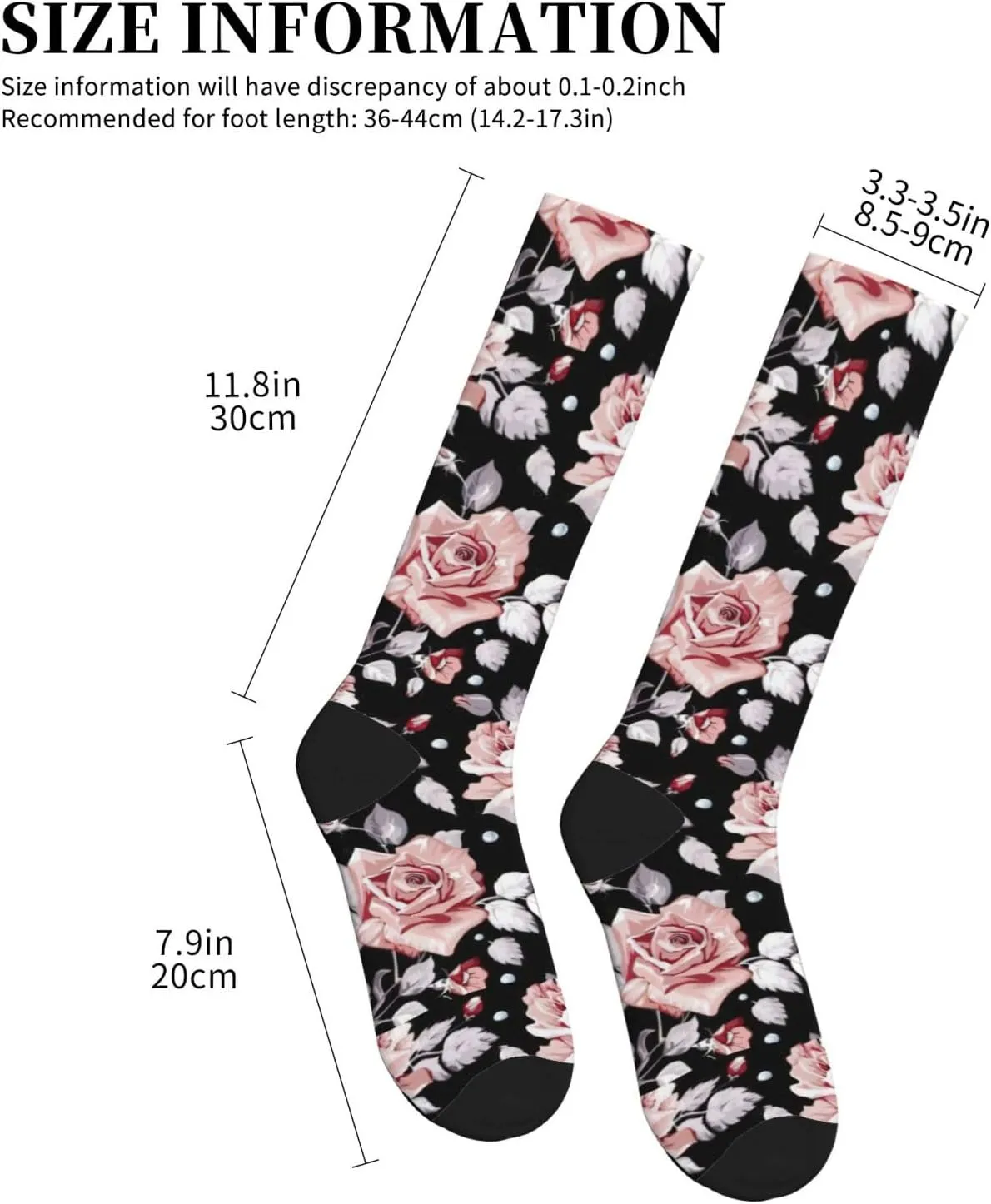 Red flower Print Circulation Compression Socks For Plantar Fasciitis Edema And Post Surgery