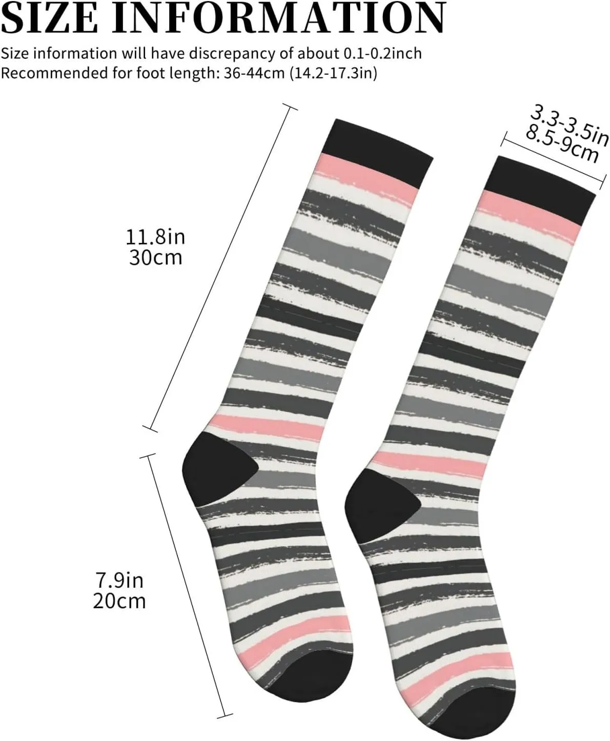 Red Light and Dark Gray Stripes Print Circulation Compression Socks For Plantar Fasciitis Edema And Post Surgery
