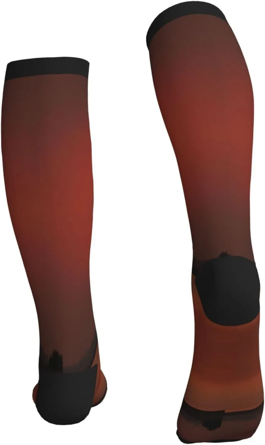 Red Sun Print Circulation Compression Socks For Plantar Fasciitis Edema And Post Surgery