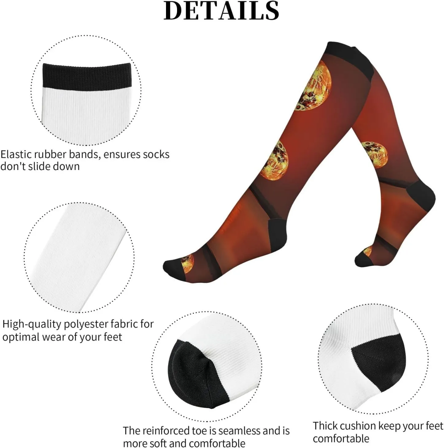 Red Sun Print Circulation Compression Socks For Plantar Fasciitis Edema And Post Surgery