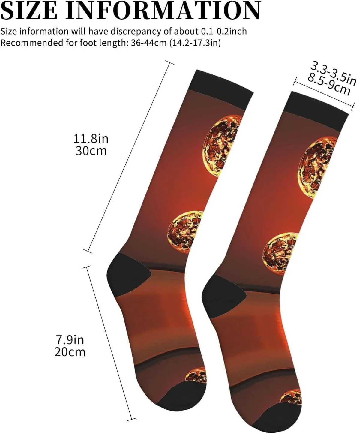 Red Sun Print Circulation Compression Socks For Plantar Fasciitis Edema And Post Surgery