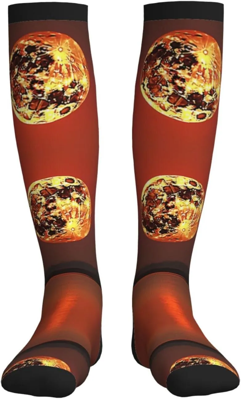 Red Sun Print Circulation Compression Socks For Plantar Fasciitis Edema And Post Surgery