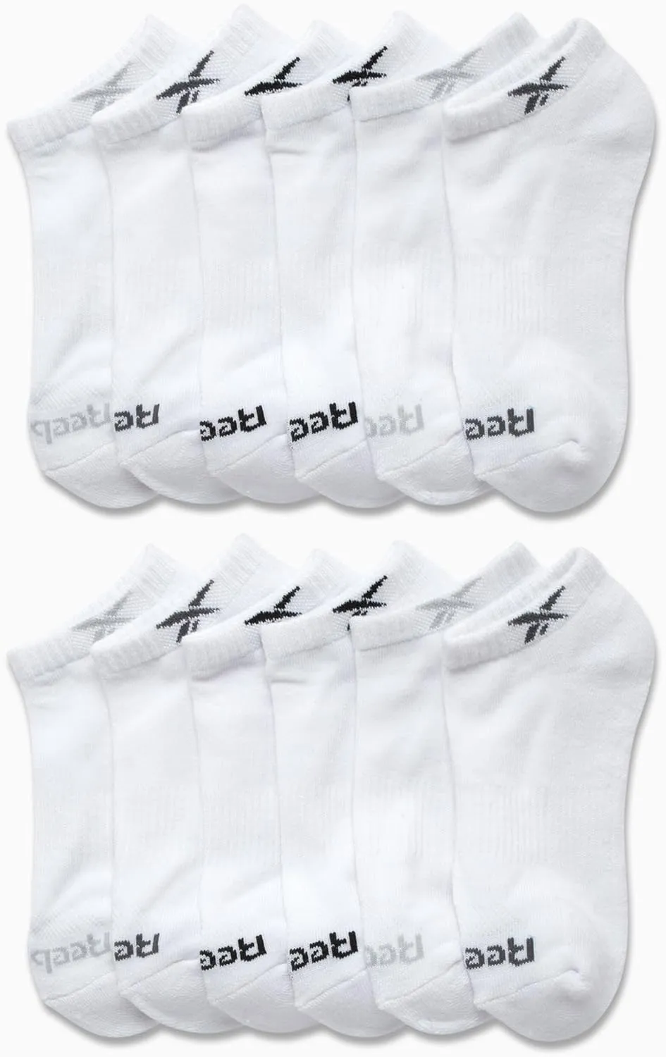 Reebok Boys' Low Cut Socks - 12 Pack Stretch Performance No Show Socks with Arch Support - Cushioned Athletic Socks for Boys