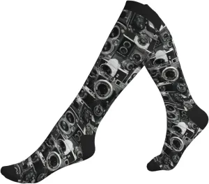 Retro Cool Camera Collection Print Circulation Compression Socks For Plantar Fasciitis Edema And Post Surgery
