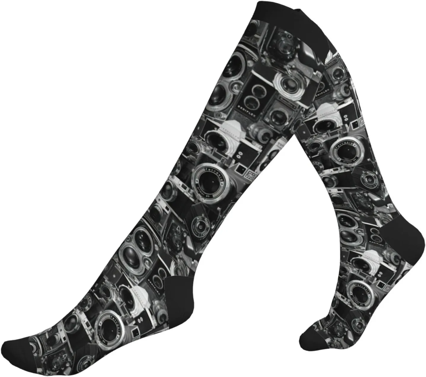 Retro Cool Camera Collection Print Circulation Compression Socks For Plantar Fasciitis Edema And Post Surgery