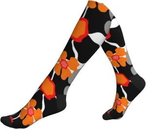 Retro Floral Pattern Print Circulation Compression Socks For Plantar Fasciitis Edema And Post Surgery