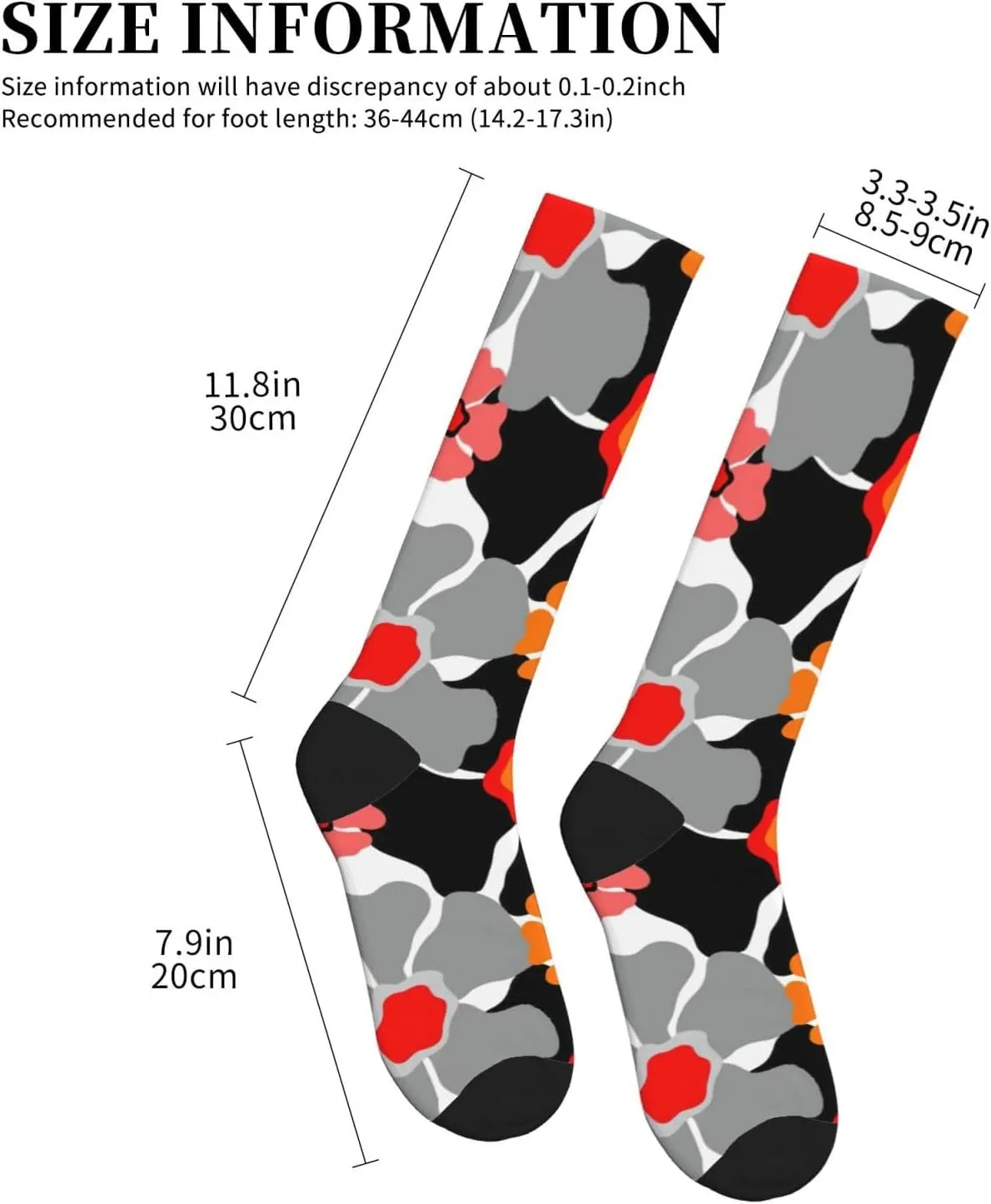 Retro Floral Pattern Print Circulation Compression Socks For Plantar Fasciitis Edema And Post Surgery