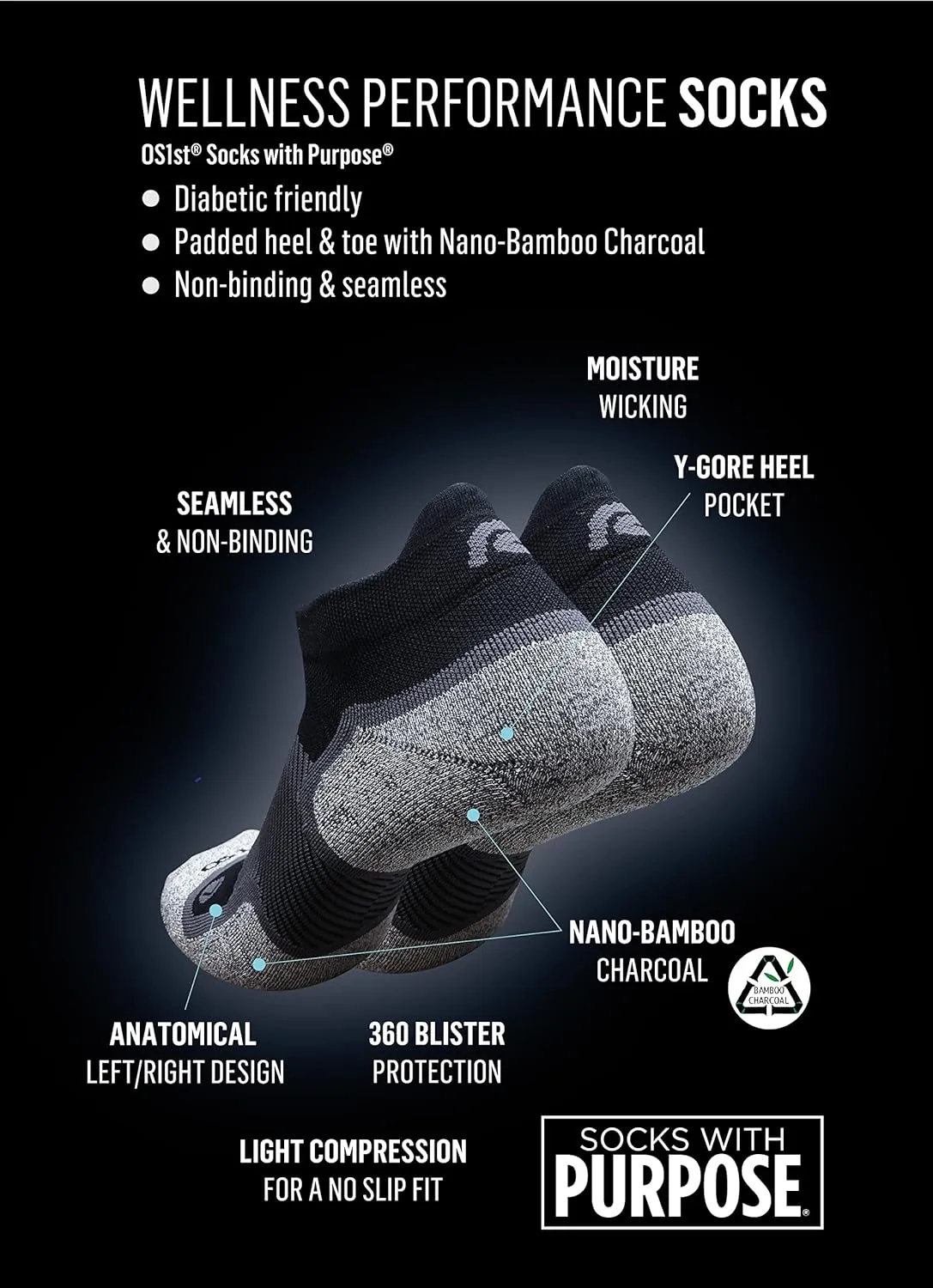 Road Runner Sports R-Gear OS1st Ultimate No Show Socks, Men and Women, 3 Pairs
