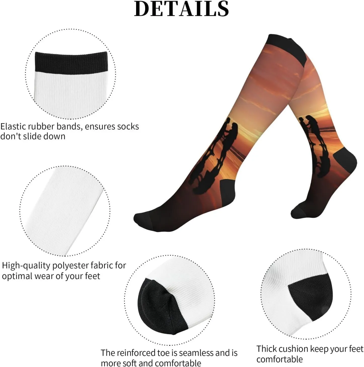 Romantic Love Print Circulation Compression Socks For Plantar Fasciitis Edema And Post Surgery
