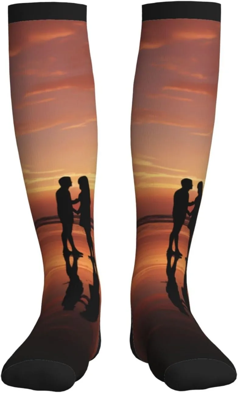 Romantic Love Print Circulation Compression Socks For Plantar Fasciitis Edema And Post Surgery