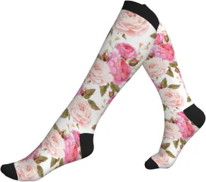 rose flower Print Circulation Compression Socks For Plantar Fasciitis Edema And Post Surgery