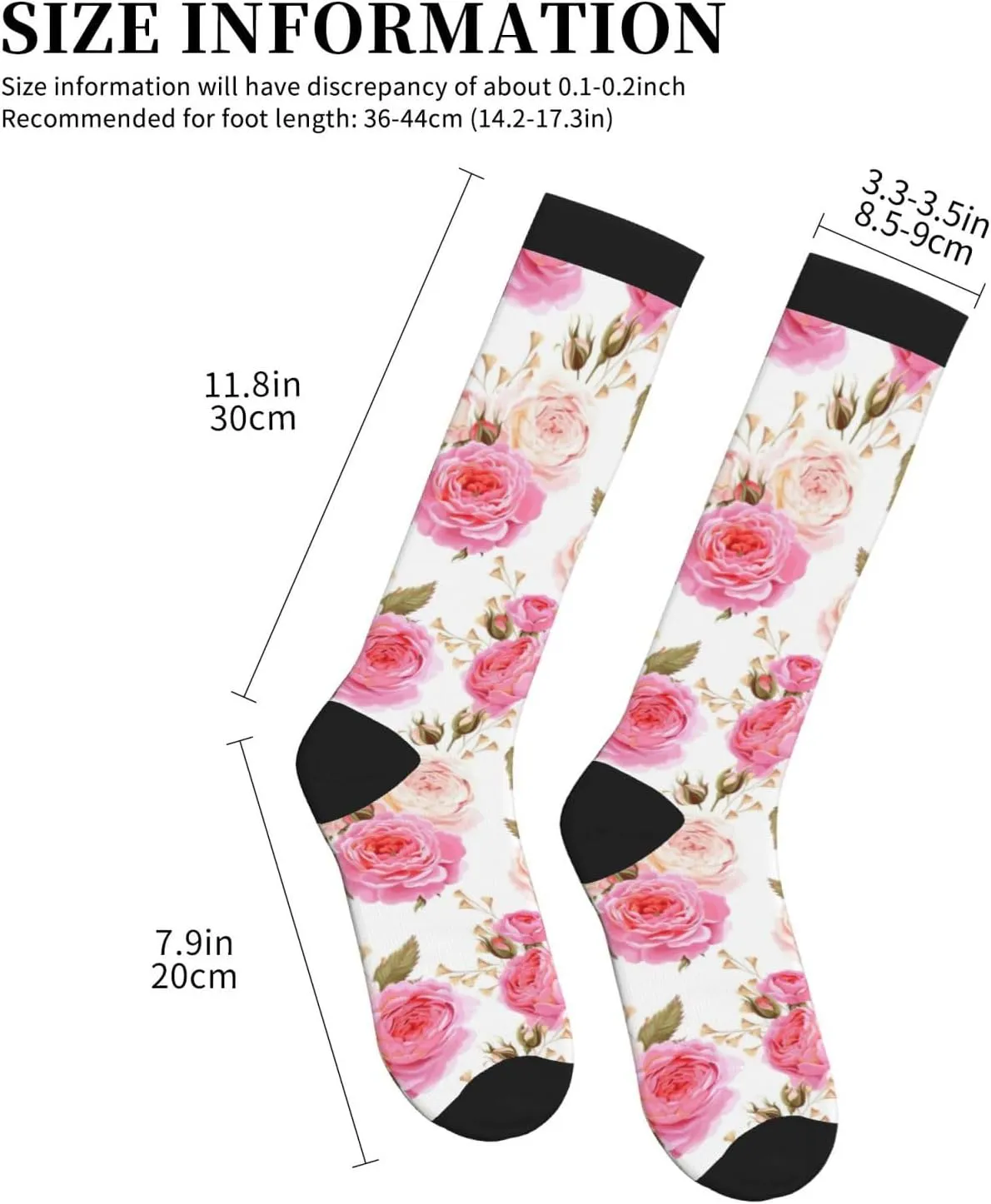 rose flower Print Circulation Compression Socks For Plantar Fasciitis Edema And Post Surgery