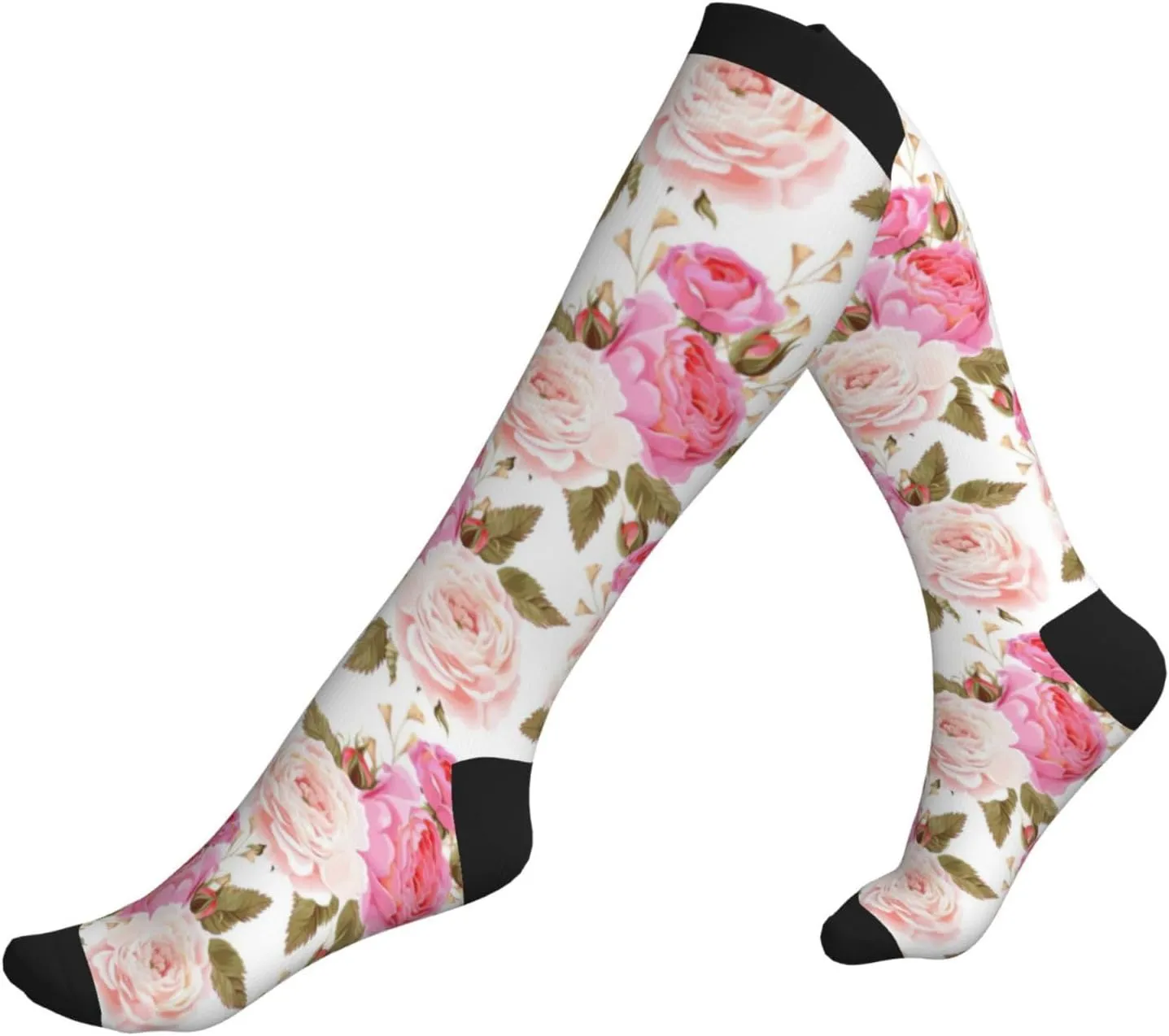rose flower Print Circulation Compression Socks For Plantar Fasciitis Edema And Post Surgery
