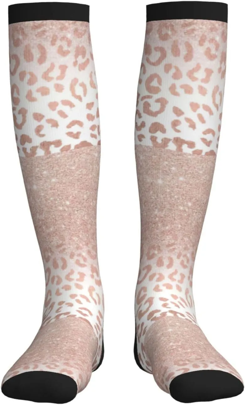 rose gold glitter Print Circulation Compression Socks For Plantar Fasciitis Edema And Post Surgery
