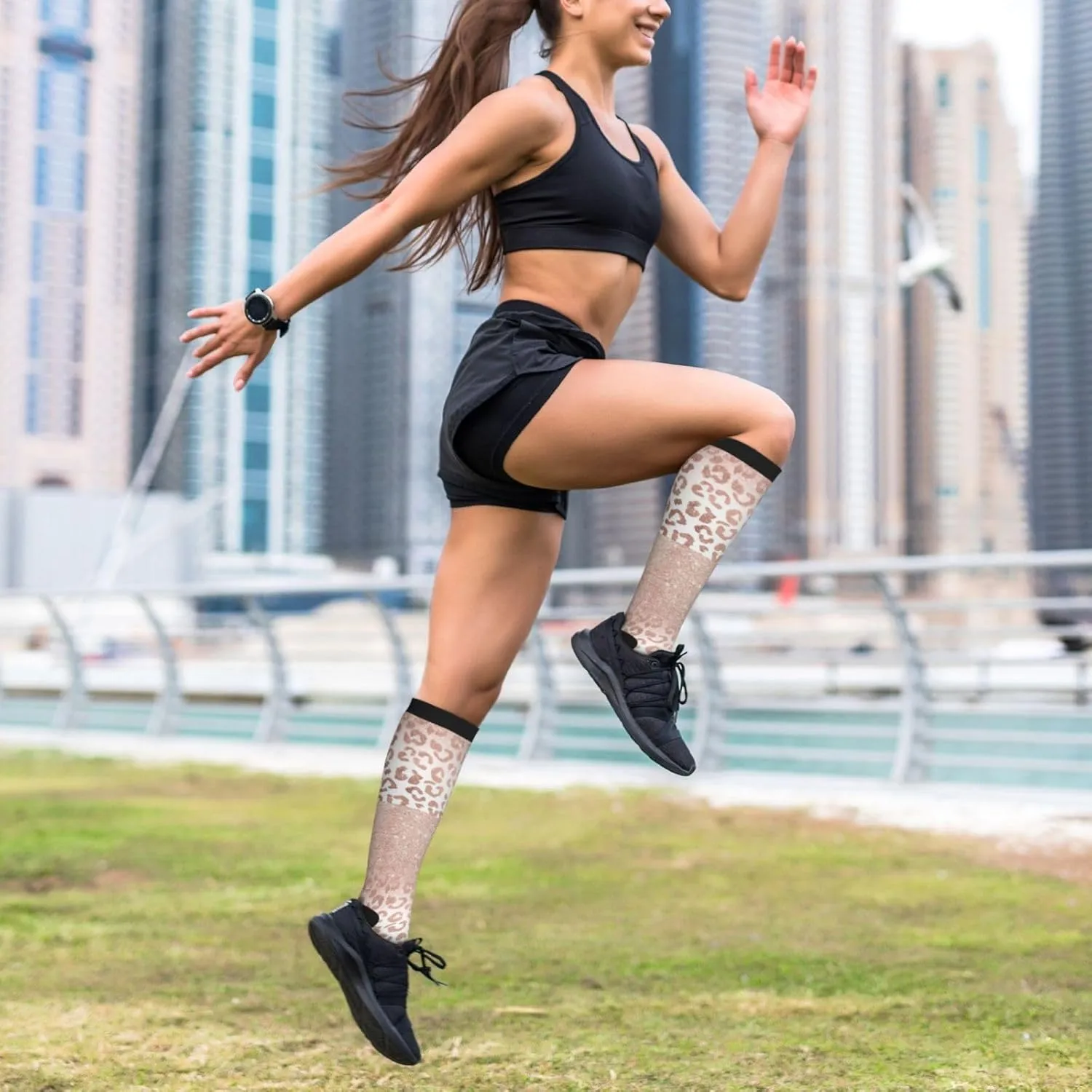 rose gold glitter Print Circulation Compression Socks For Plantar Fasciitis Edema And Post Surgery