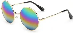 Round Sunglasses for Women Men Classic Oversized Circle Mirrored Hippie Hipster Polarized Sunglasses Metal Frame