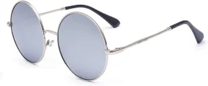 Round Sunglasses for Women Men Classic Oversized Circle Mirrored Hippie Hipster Polarized Sunglasses Metal Frame