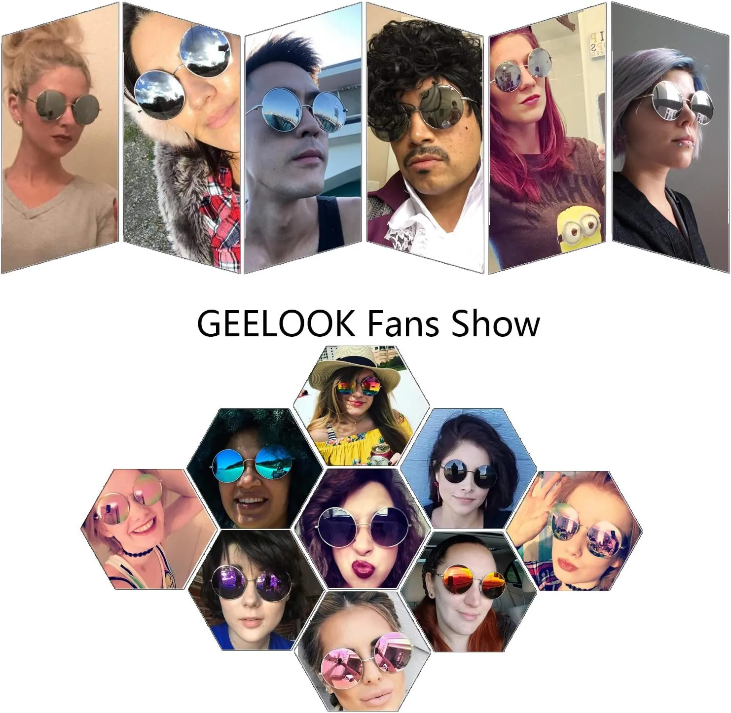 Round Sunglasses for Women Men Classic Oversized Circle Mirrored Hippie Hipster Polarized Sunglasses Metal Frame