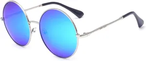 Round Sunglasses for Women Men Classic Oversized Circle Mirrored Hippie Hipster Polarized Sunglasses Metal Frame