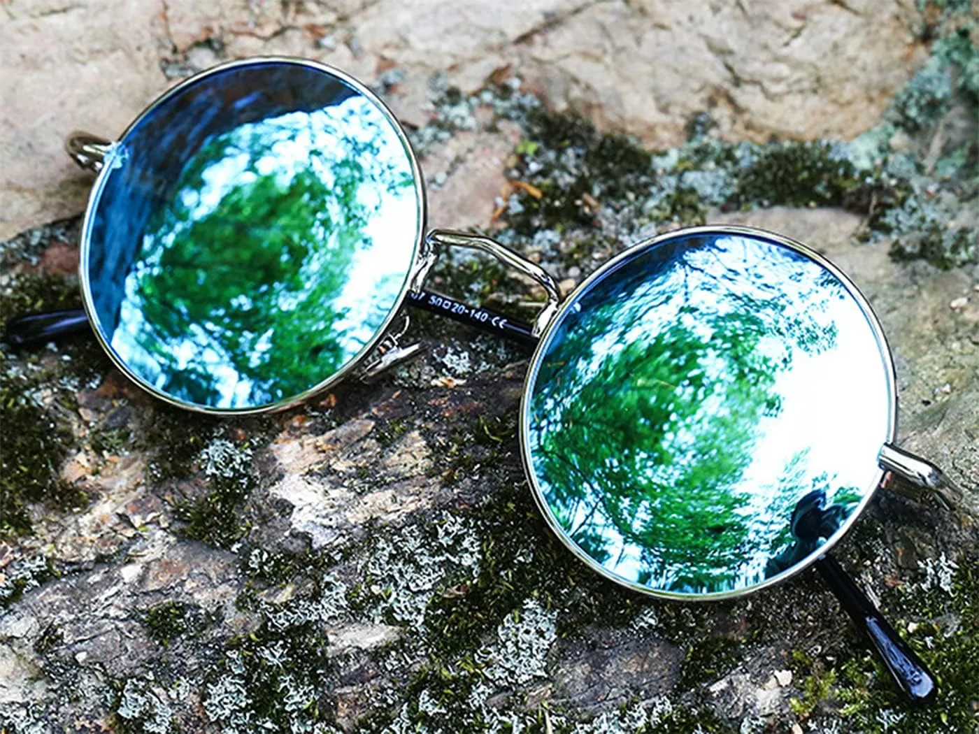 Round Sunglasses for Women Men Classic Oversized Circle Mirrored Hippie Hipster Polarized Sunglasses Metal Frame