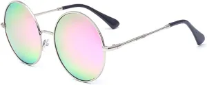 Round Sunglasses for Women Men Classic Oversized Circle Mirrored Hippie Hipster Polarized Sunglasses Metal Frame